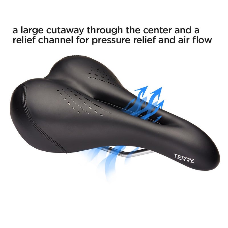 Terry Bike Saddle - Liberator Y Gel Saddle Bike Seat for Men's Cycling - Padded Wide Bike Seat Cushion for Comfortable Long Rides, Black Dura-tek Bicycle Seat Cover - Image 3